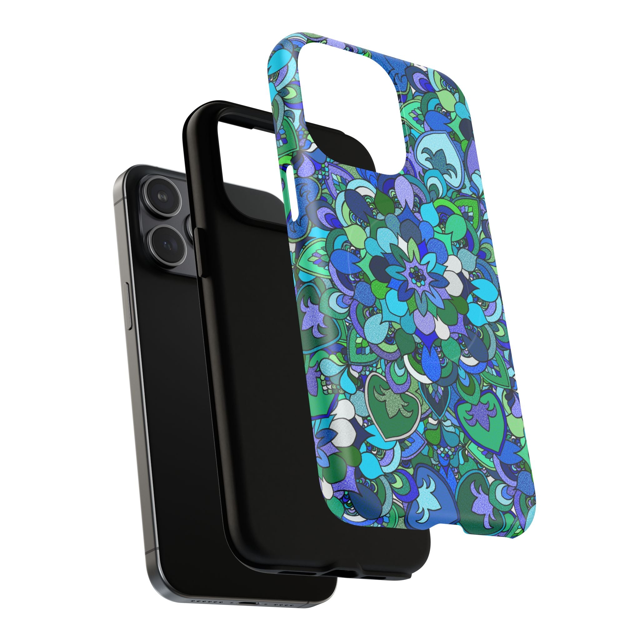 Floral Mandala Tough Magnetic Phone Case — Blue Green Pattern