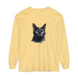 Black Cat Watercolor Unisex Long Sleeve T-Shirt - Comfortable and stylish apparel featuring a beautiful watercolor design of a black cat on a high-quality, long-sleeve unisex t-shirt