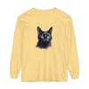 Black Cat Watercolor Unisex Long Sleeve T-Shirt - Comfortable and stylish apparel featuring a beautiful watercolor design of a black cat on a high-quality, long-sleeve unisex t-shirt