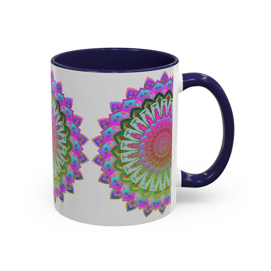 Colorful mandala art mug featuring hand-painted intricate design