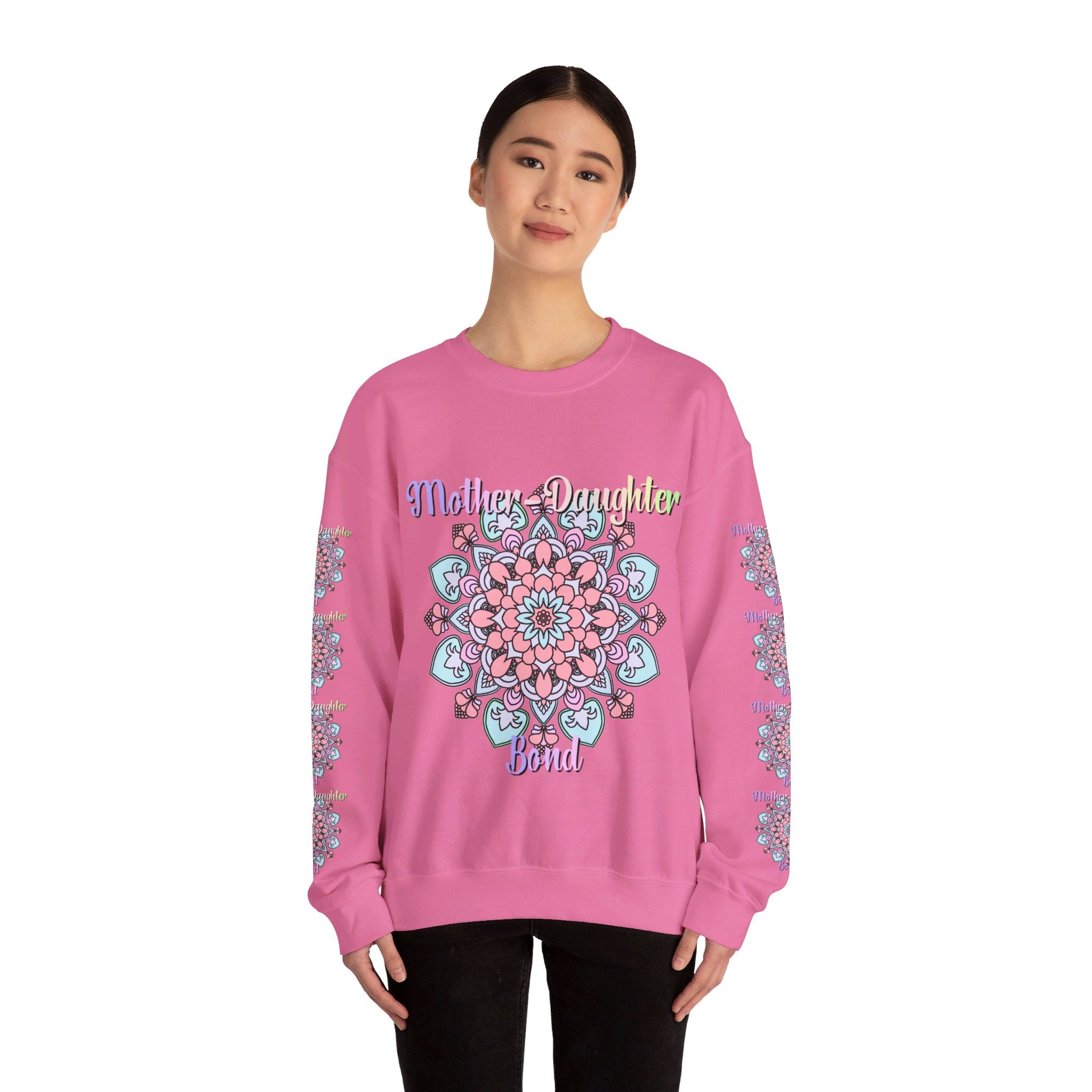 Comfortable and stylish unisex crewneck sweatshirt featuring 'Mother-Daughter Bond' design, perfect birthday gift for mom