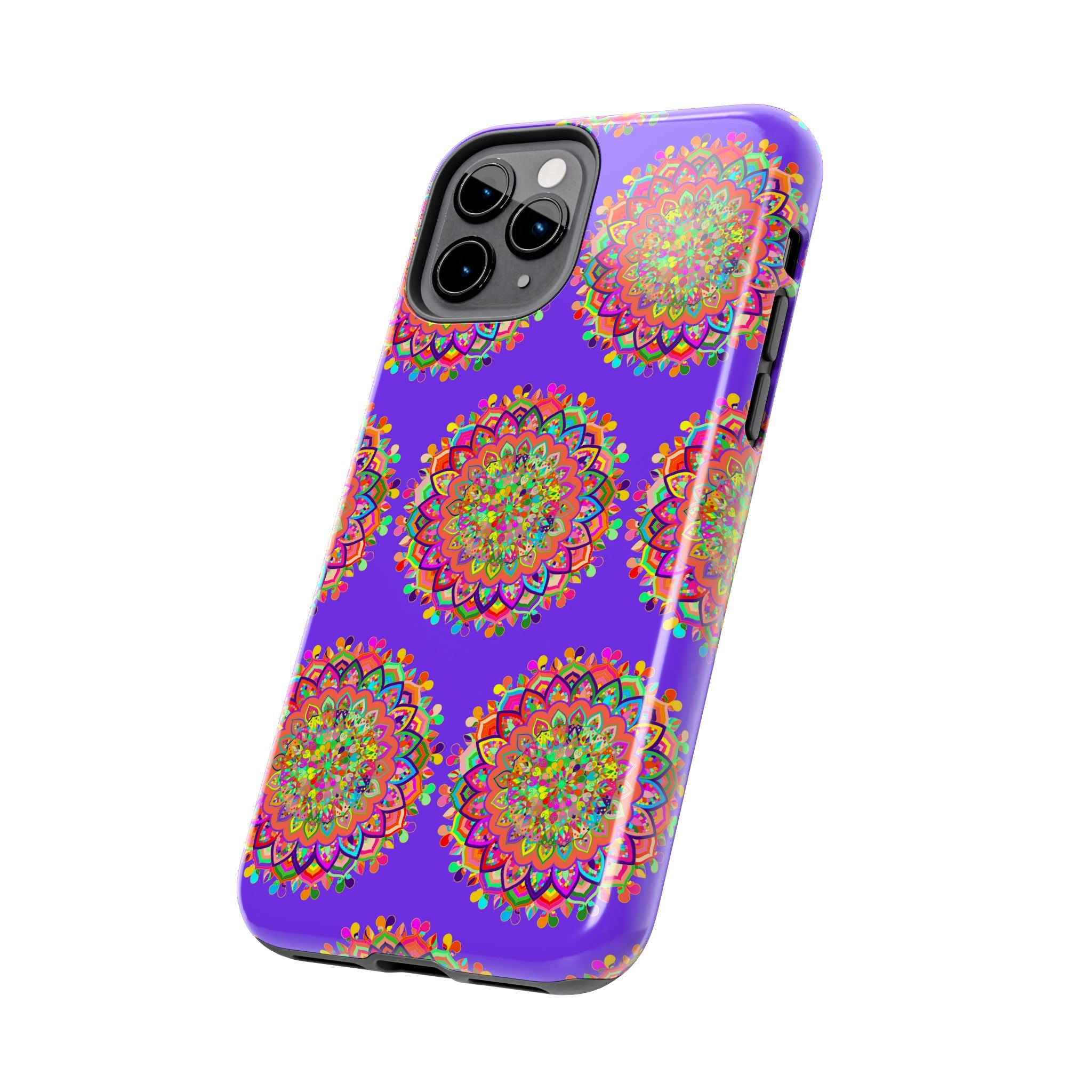 Hand drawn small purple mandala art phone case designed for iPhone X and XS