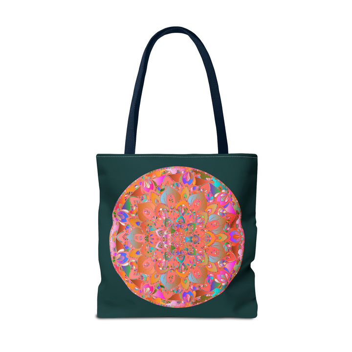 Colorful and intricate Mystical Nature Mandala Tote Bag with floral and geometric designs, perfect for carrying all your essentials in style