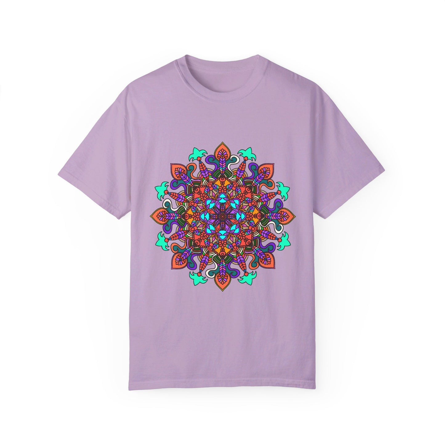 Unisex Mandala T-Shirt made with 100% ring-spun cotton, garment-dyed for extra comfort, featuring hand-drawn mandala art design