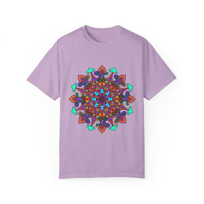 Unisex Mandala T-Shirt made with 100% ring-spun cotton, garment-dyed for extra comfort, featuring hand-drawn mandala art design