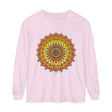 Intricate mandala design featured on a unisex long sleeve t-shirt