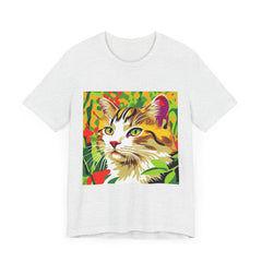 Colorful Savana Cat T-Shirt featuring a vibrant and detailed animal design