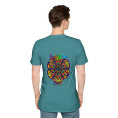 A softstyle unisex t-shirt with a hand-drawn mandala art design, perfect as a gift for a sister
