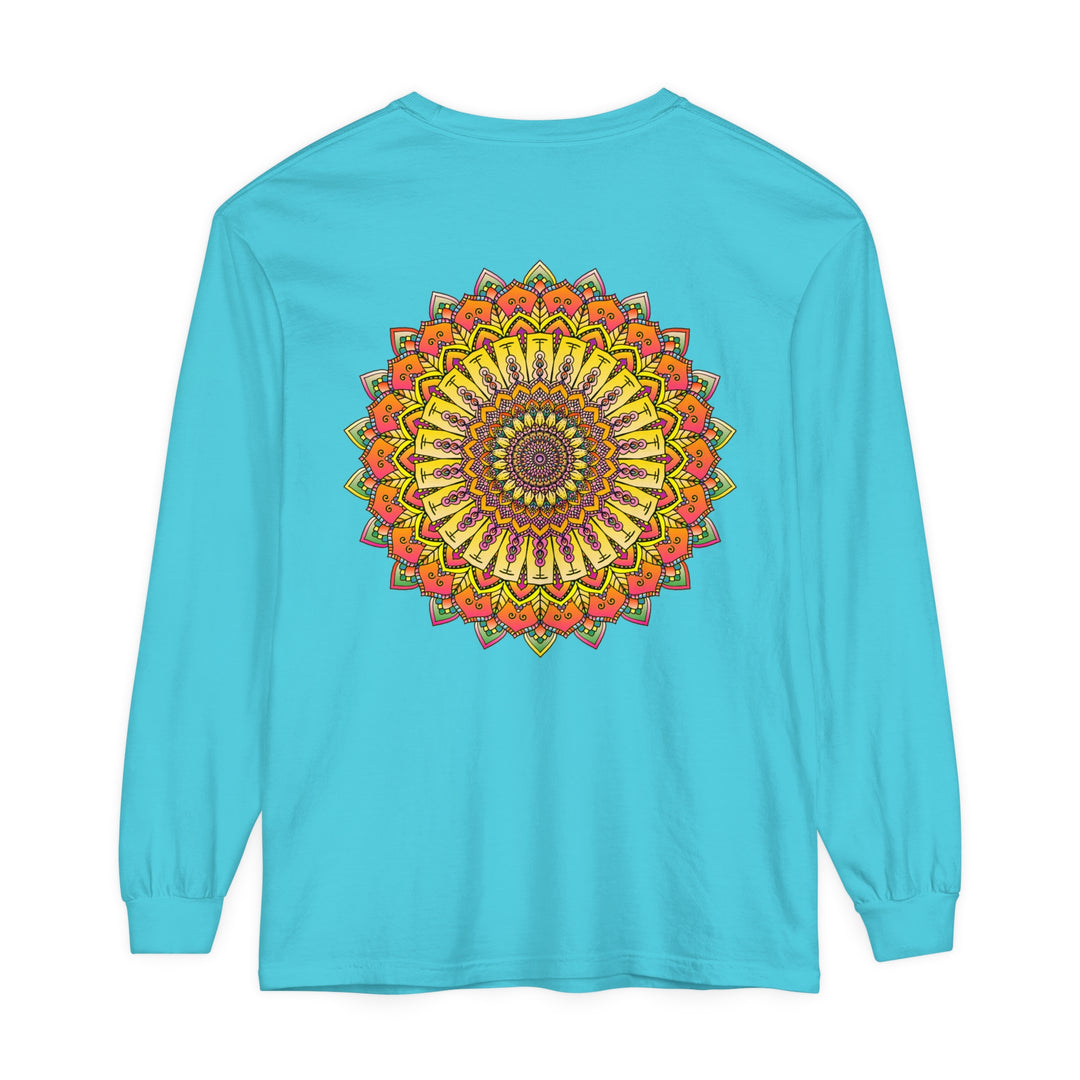 Intricate Mandala Unisex Long Sleeve T-Shirt featuring detailed mandala design in vibrant colors