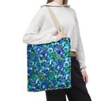 Borsa tote con stampa mandala floreale blu-verde — Shopper con stampa integrale vivace