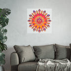 Vibrant Floral Mandala Fine Art Poster — Boho Wall Decor for Living Room & Meditation
