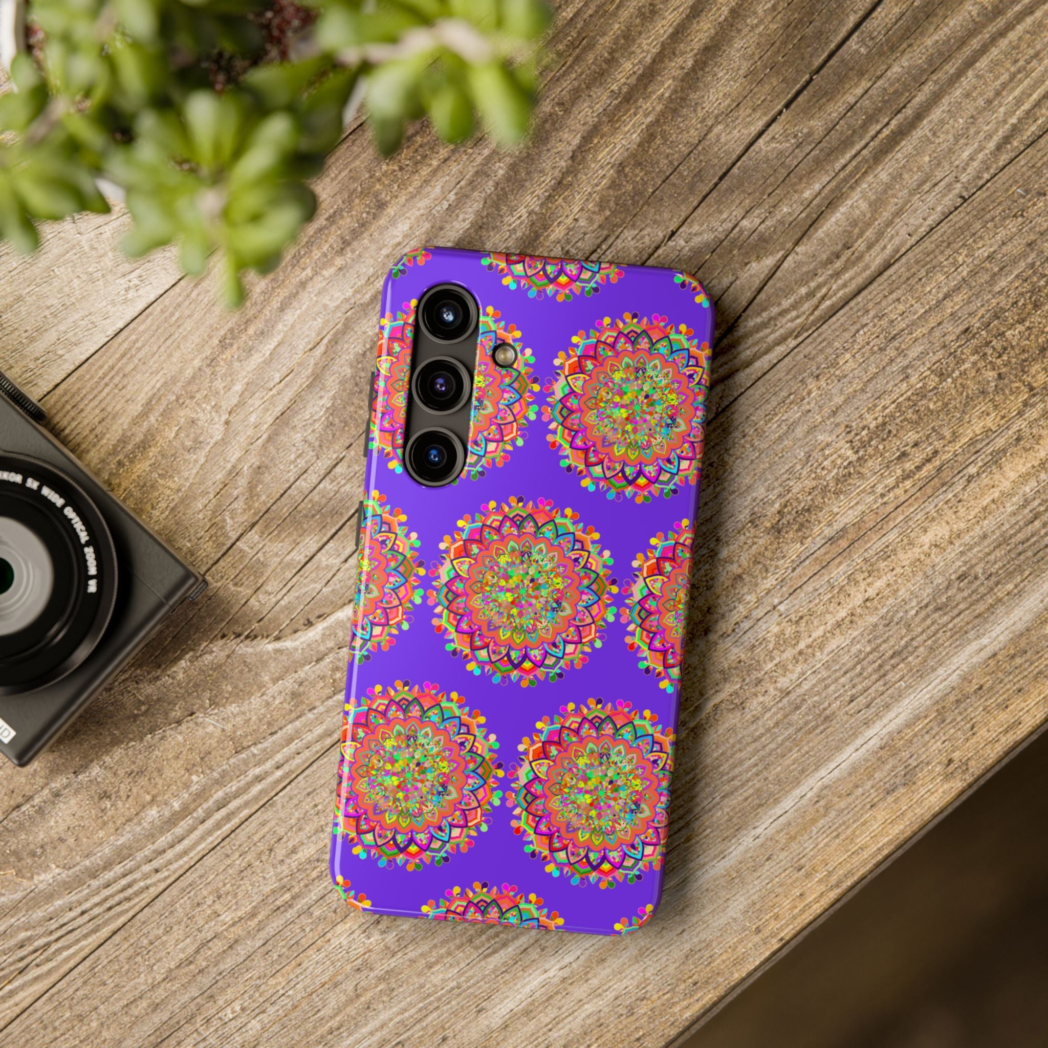 Hand-drawn intricate purple mandala art phone case for iPhone X and XS