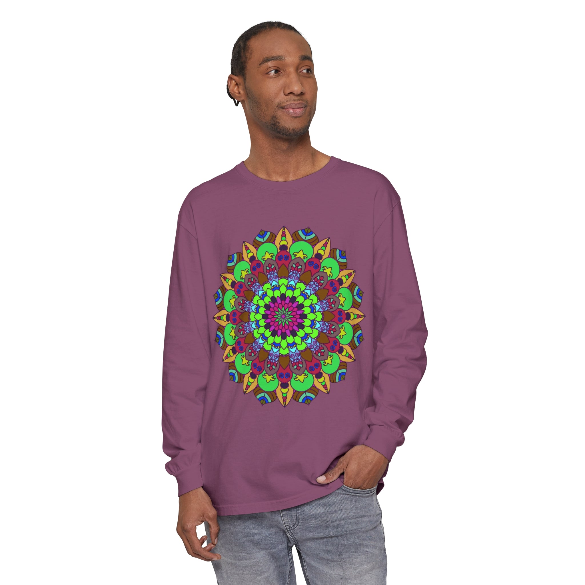 Vibrant and intricately designed Colorful Mandala Unisex Long Sleeve T-Shirt