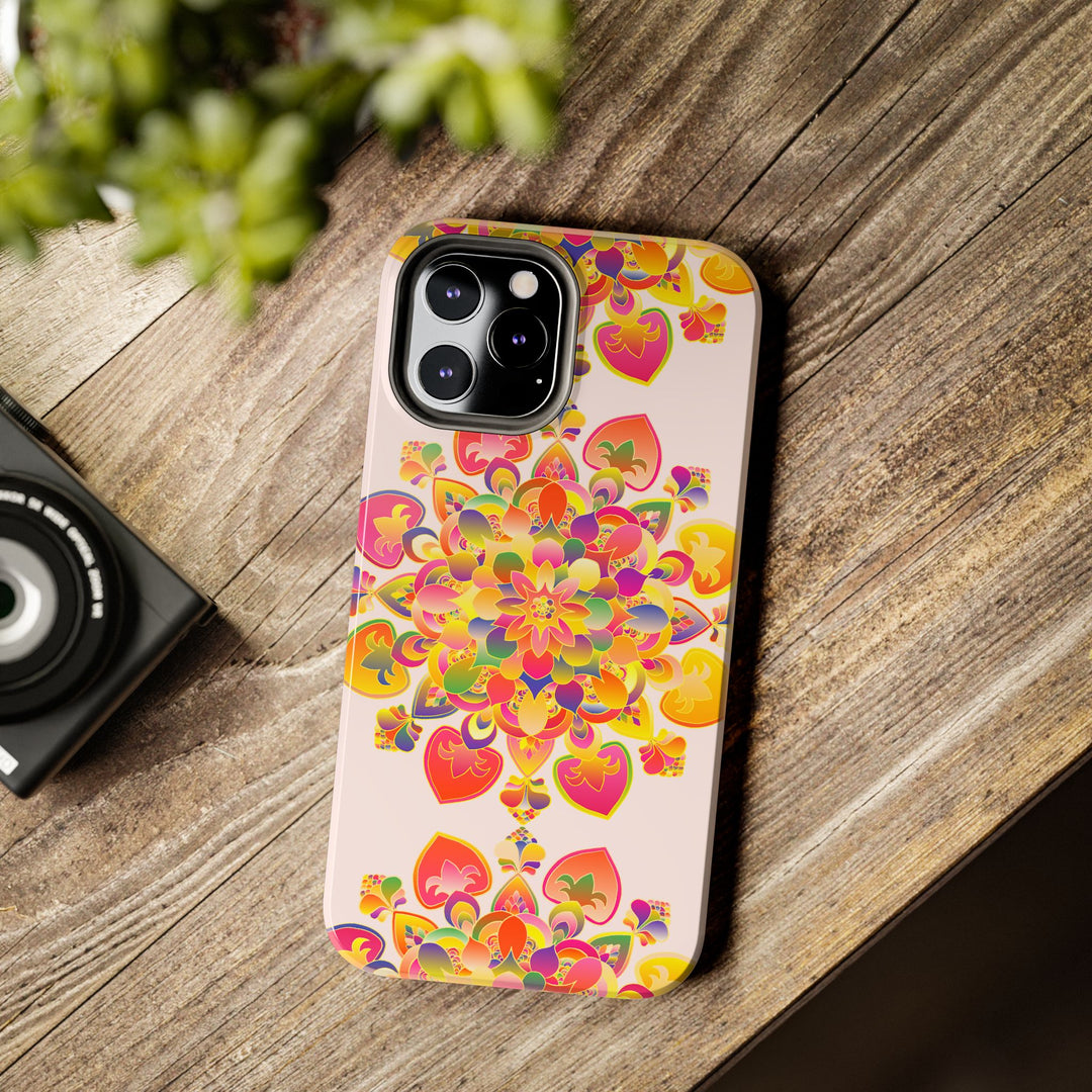 Hand drawn mandala art phone case featuring intricate geometric patterns and floral motifs for stylish and unique protection for your phone