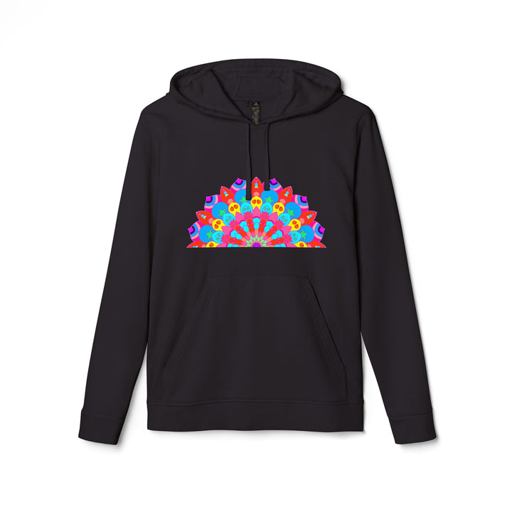 Blululi Adidas Mandala Fleece Hoodie in blue with intricate mandala design, perfect for staying cozy and stylish during chilly weather