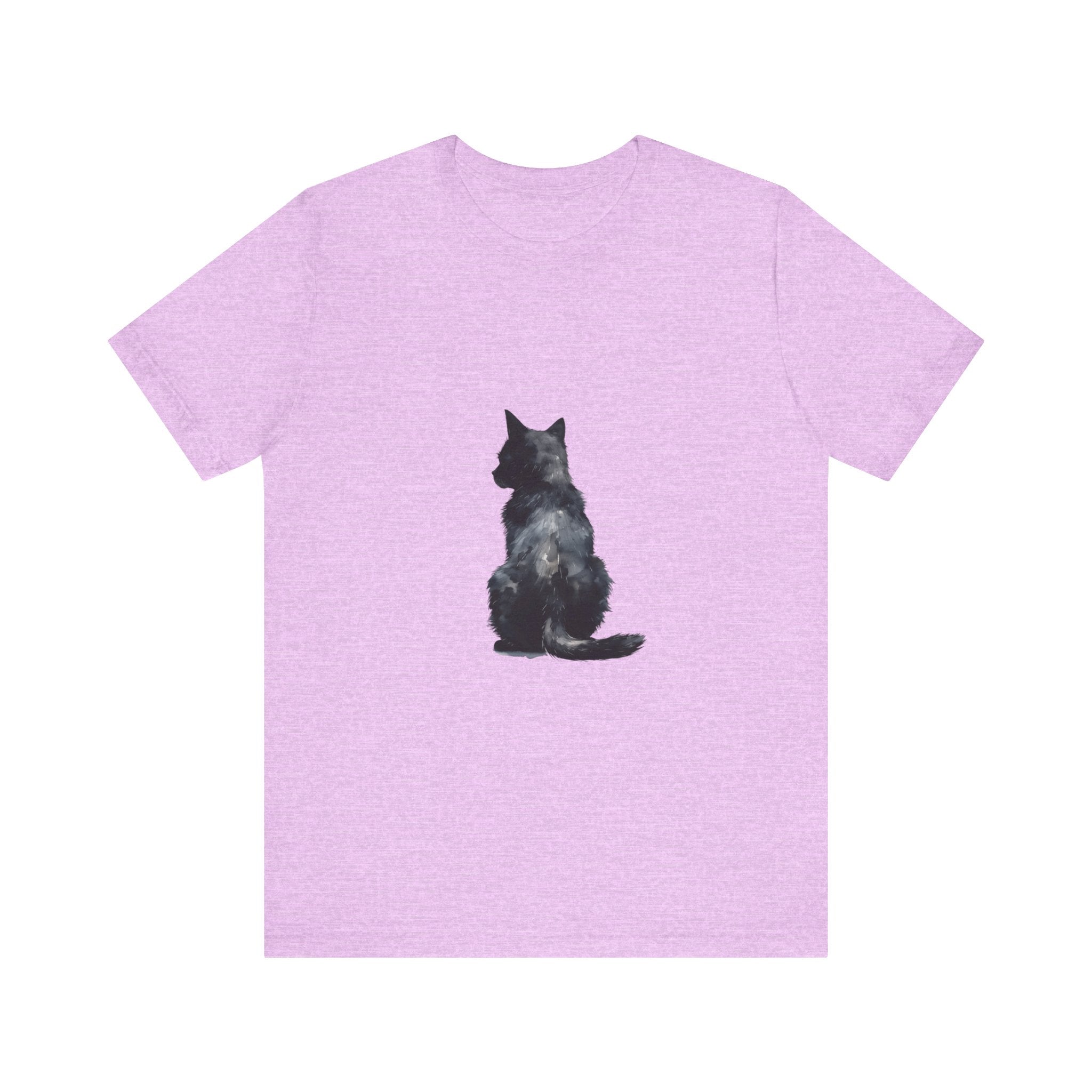 Black Cat Watercolor T-Shirt featuring a mystical design with a beautiful blend of colors