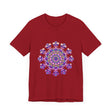 A close-up image of the black Intricate Floral Mandala Tee featuring a beautiful and detailed floral mandala design