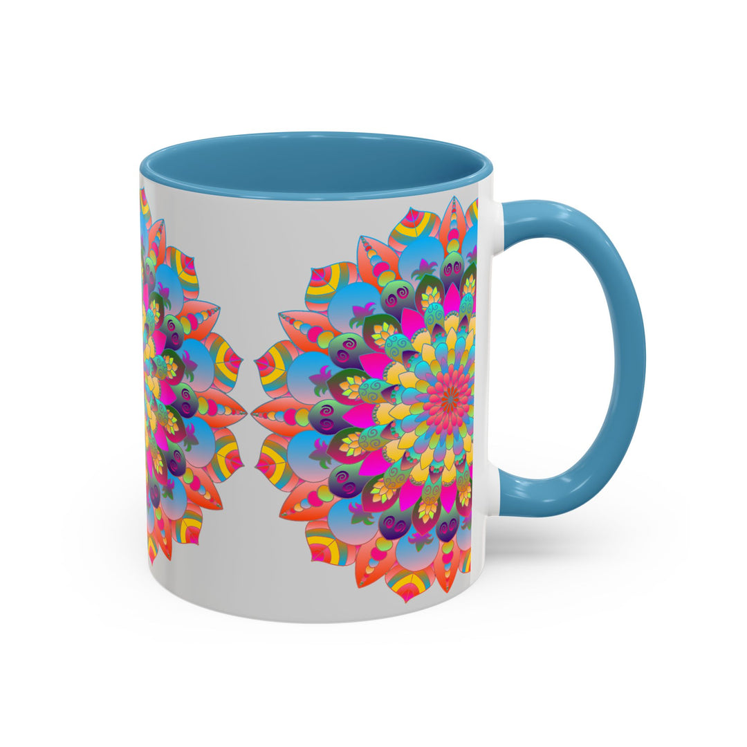 Circular mandala design mug with vibrant and bold colors