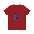 A colorful whimsical cat silhouette tee with vibrant and eye-catching design