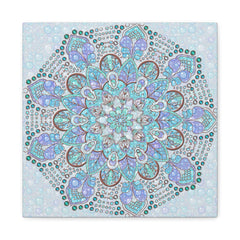 Mandala Canvas Wall Art – Blue and Purple Boho Meditation Decor