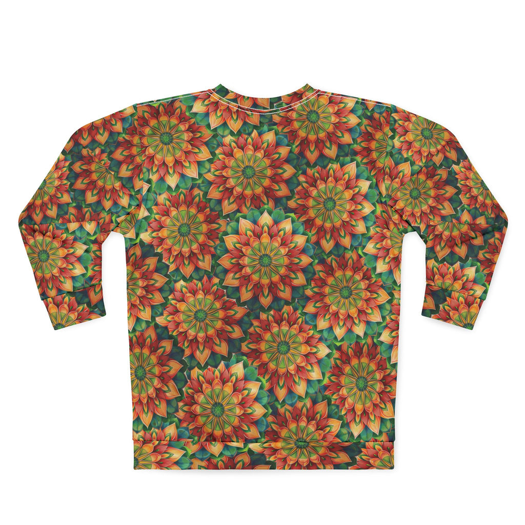 Mandala-Sweatshirt mit Allover-Print – Herbstliches Blumenkaleidoskop