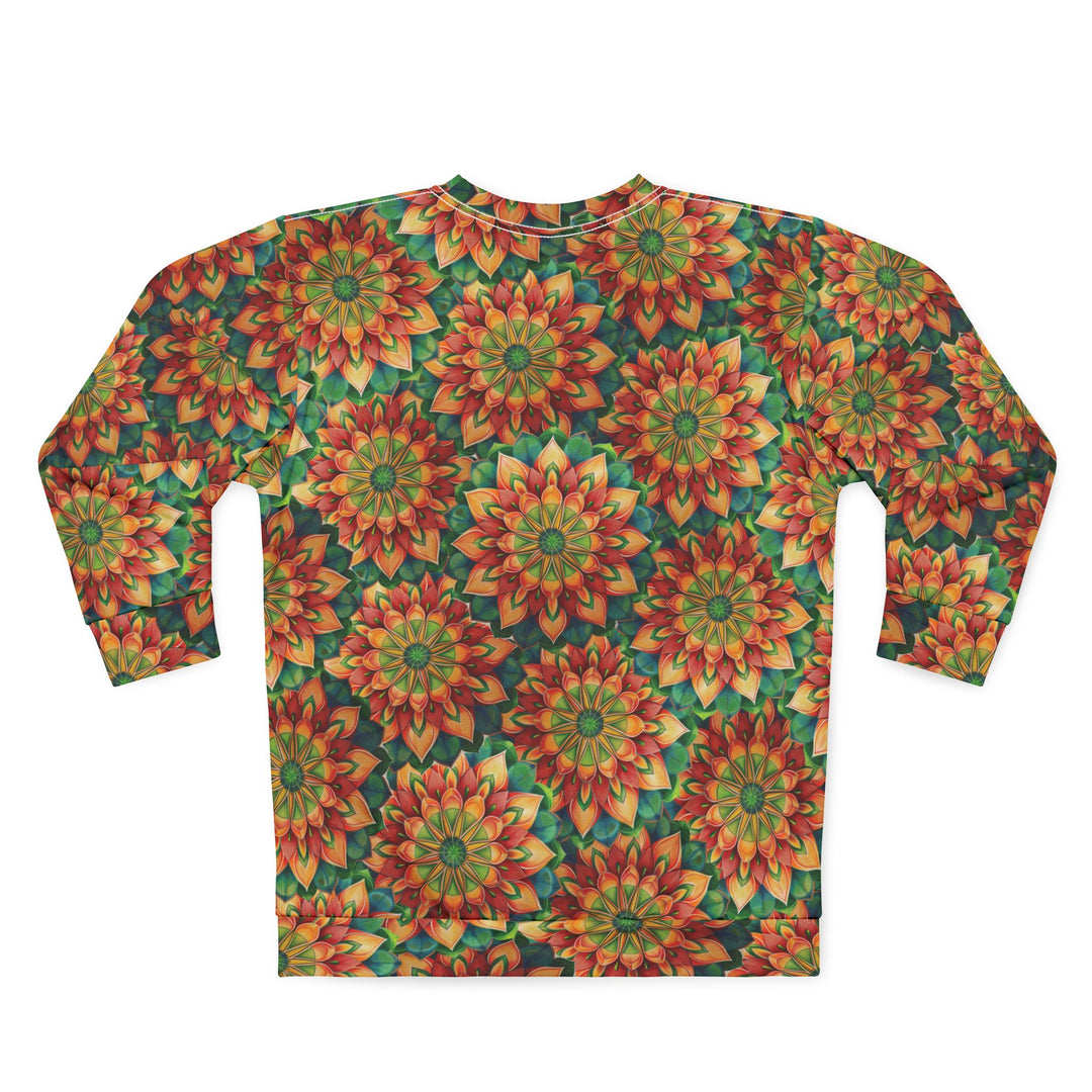 All-Over Print Mandala Sweatshirt — Autumn Floral Kaleidoscope