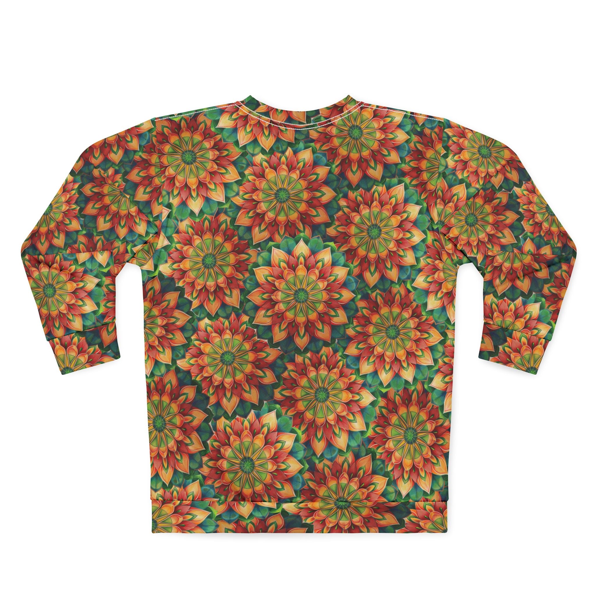 Mandala-Sweatshirt mit Allover-Print – Herbstliches Blumenkaleidoskop