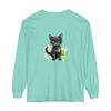 Black cat watercolor long sleeve t-shirt with vibrant and detailed artwork