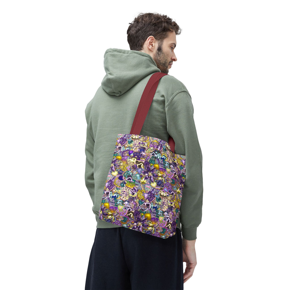 Colorful Purple Floral Pattern Tote Bag