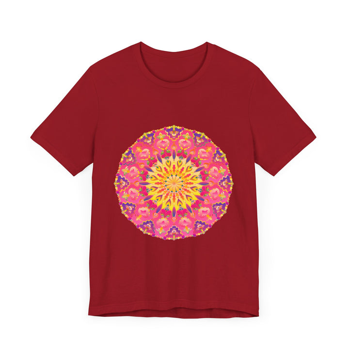 Vibrant Mandala T-Shirt featuring a colorful and symmetrical design, perfect for adding a pop of unique style to your wardrobe