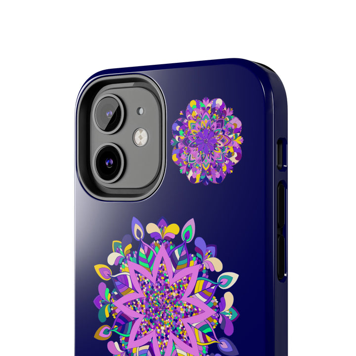 Hand Drawn Mandala Art Purple Shades Phone Case - Durable and Shock Absorbent, perfect for protecting your phone in style with a unique and artistic design