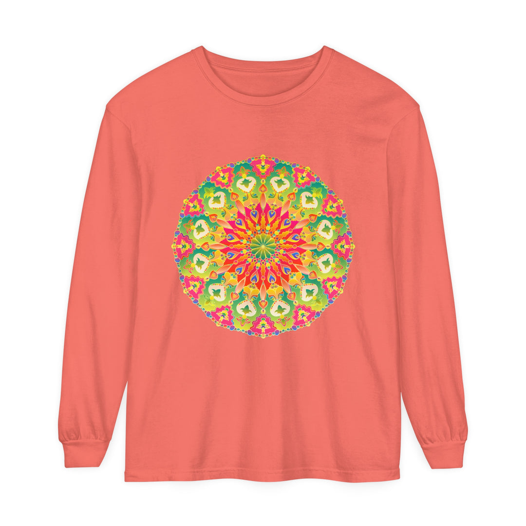 Intricate Mandala Long Sleeve T-Shirt featuring vibrant and detailed art design