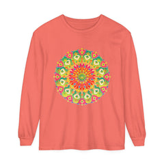 Intricate Mandala Long Sleeve T-Shirt featuring vibrant and detailed art design
