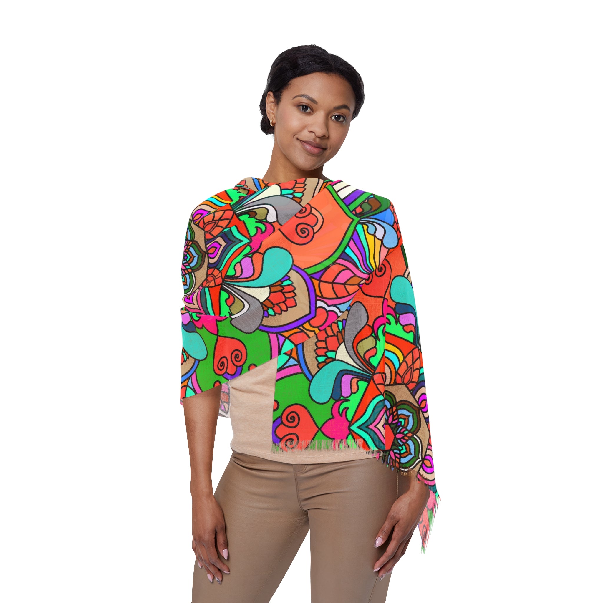 Foulard leggero a mandala floreale arancione