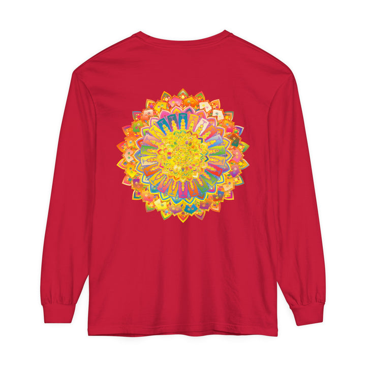 Beautiful, hand-drawn, detailed mandala design featured on a comfortable unisex long sleeve t-shirt, perfect for both men and women