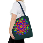 Colorful Mandala Mystical Nature Tote Bag with intricate floral and nature pattern