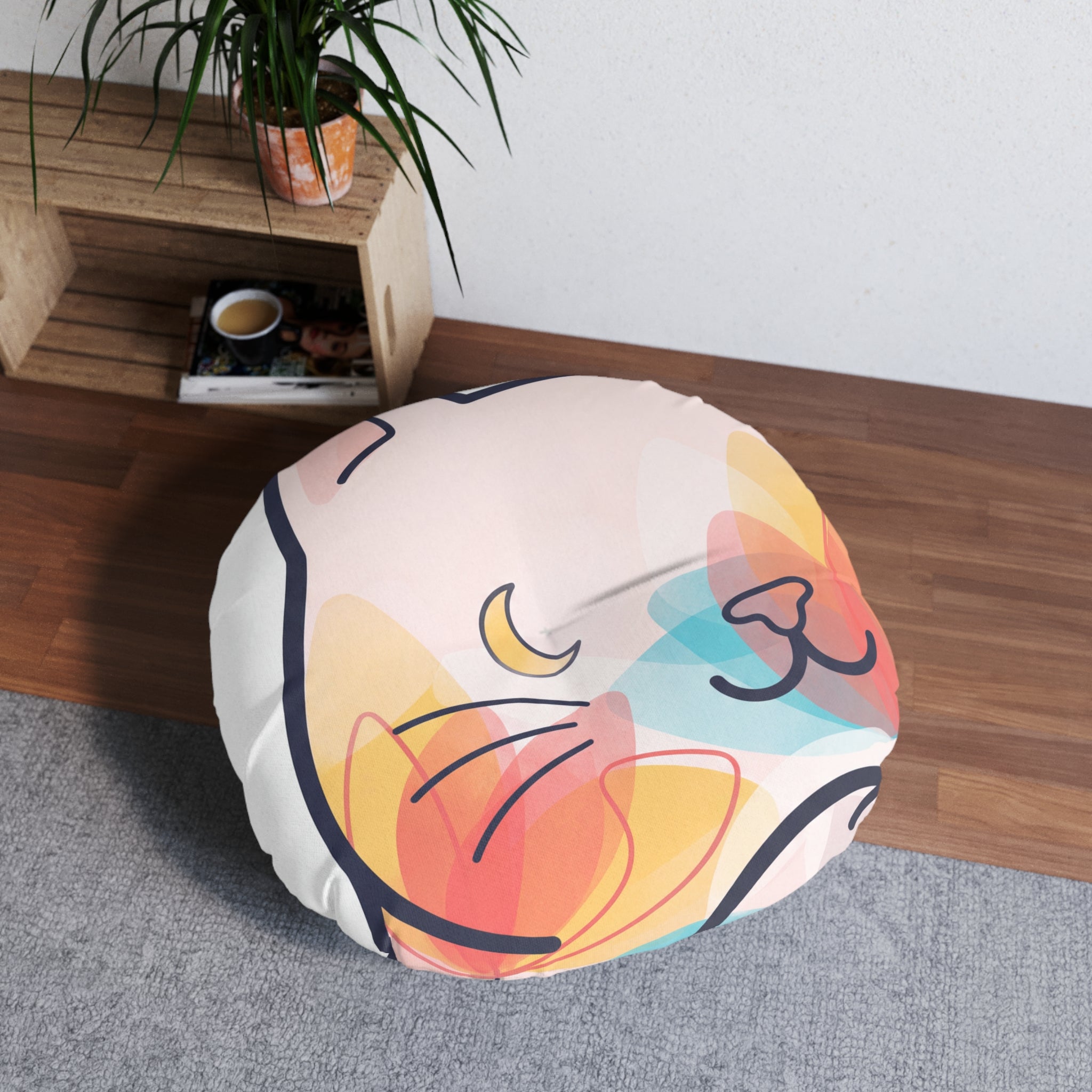 Dreamy Double-Exposure Cat Floor Pillow