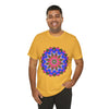 Vibrant and eye-catching t-shirt featuring a colorful mandala geometric design