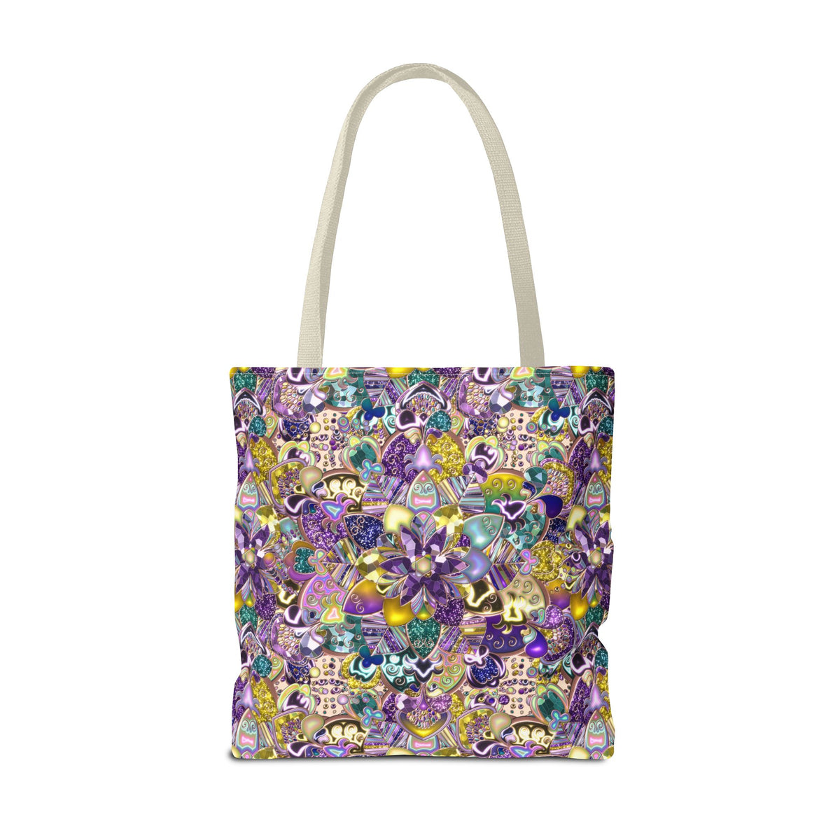 Colorful Purple Floral Pattern Tote Bag