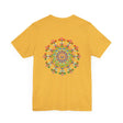 Group of friends wearing Mandala Peace & Harmony T-Shirts at a retreat