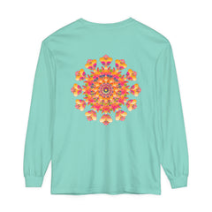 A vibrant and intricate mandala design long sleeve t-shirt for all genders