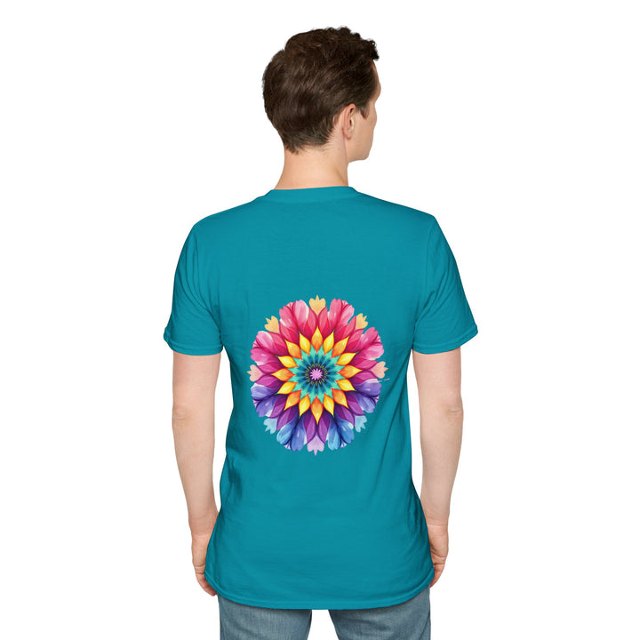 Beautiful floral mandala design with inspirational quote on a t-shirt