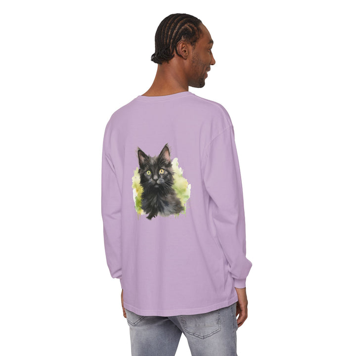 Black Kitten Watercolor Long Sleeve Tee