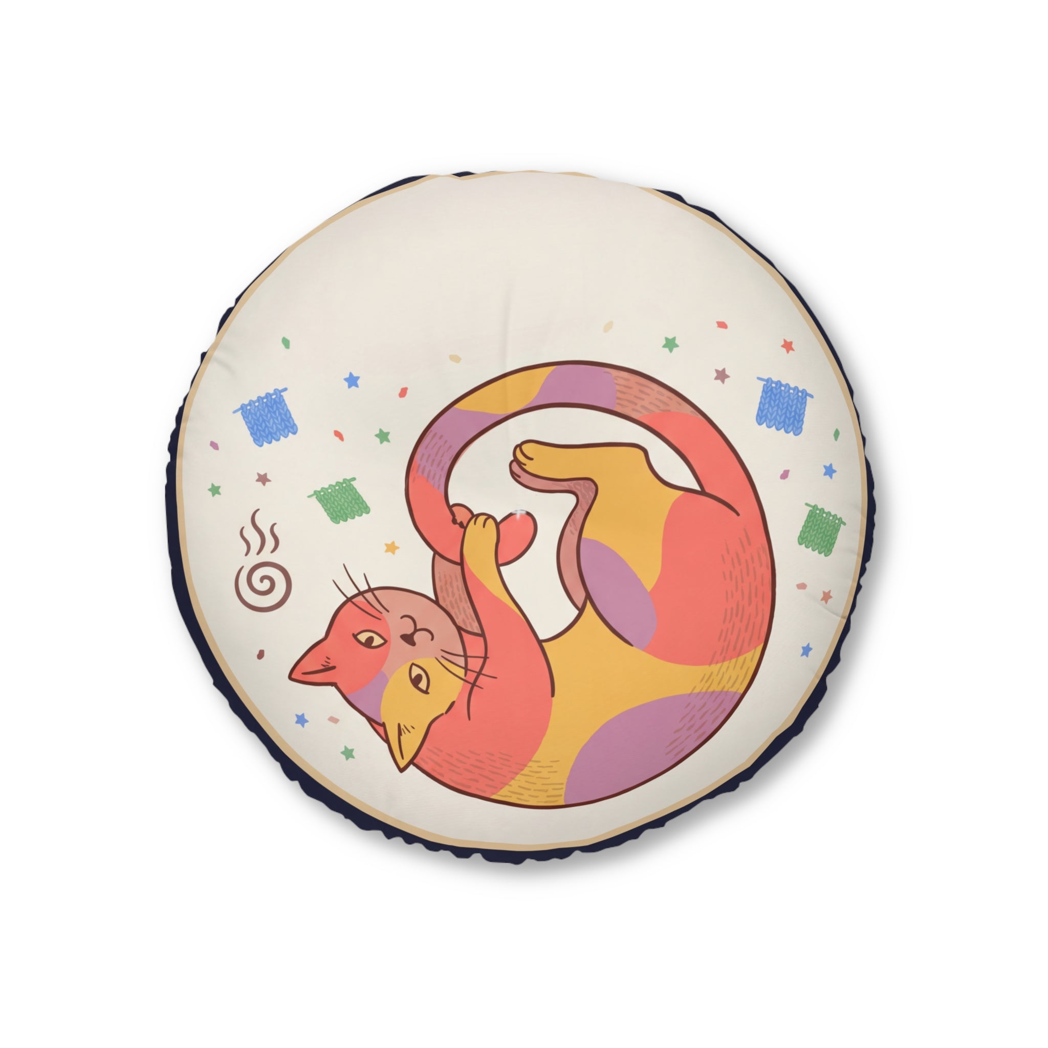 Boho Cozy Cat Floor Pillow Winter Crescent