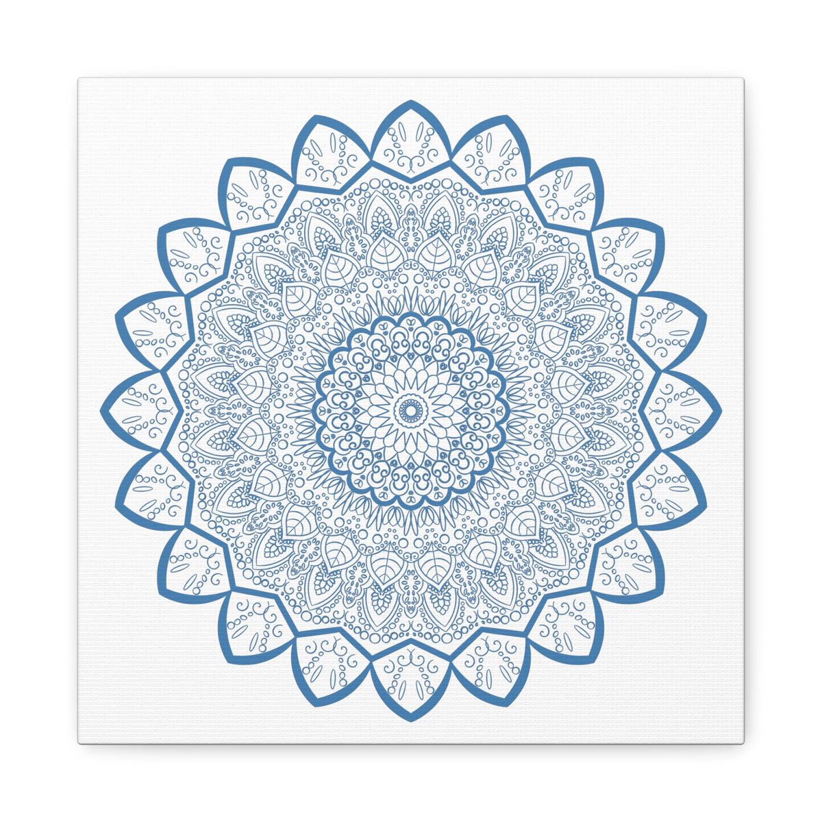 Handmade Mandala Art in Steel Blue on Matte Canvas, Stretched, 125 - Beautifully intricate mandala design wall art