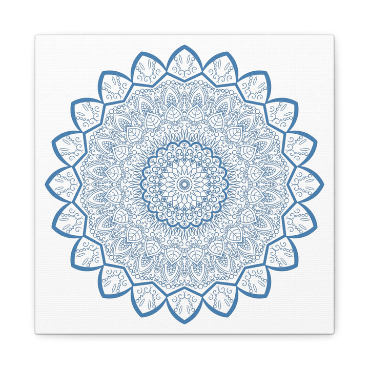 Handmade Mandala Art in Steel Blue on Matte Canvas, Stretched, 125 - Beautifully intricate mandala design wall art