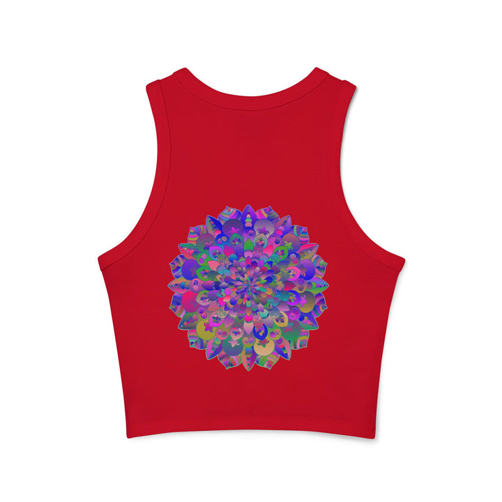  Back view of the Vibrant Mandala Racerback Tank Top showing the racerback straps