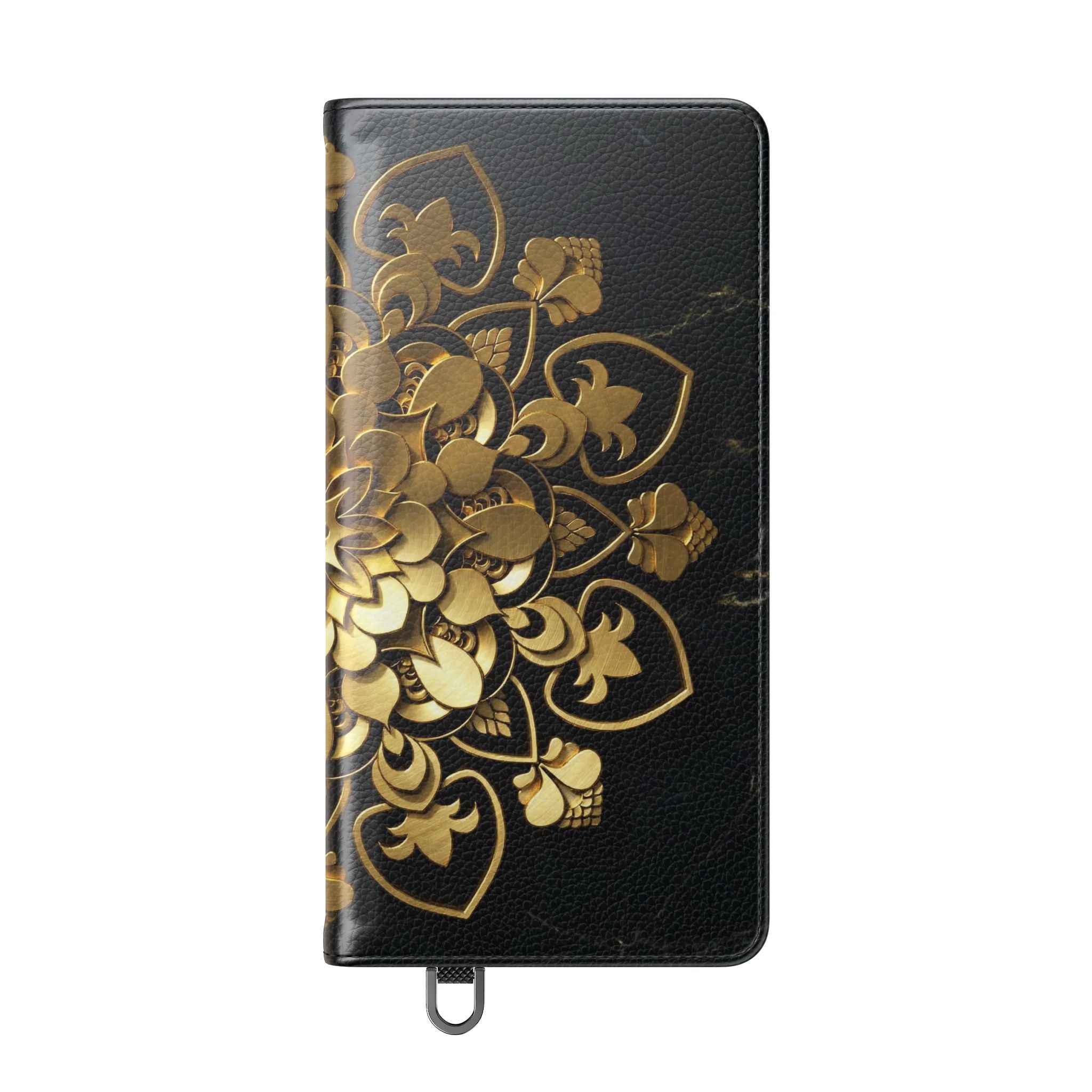 Gold Mandala Flip Phone Case – Luxury Floral Wallet Cover