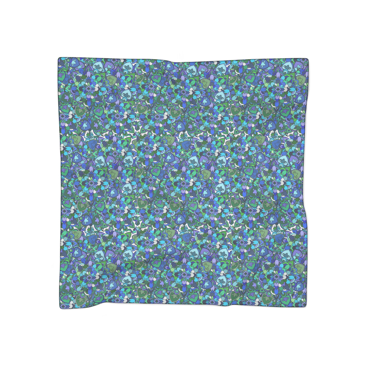 Blau-grüner Schal im Seiden-Look mit Blumenmuster — Leichter Halsschal mit Muster