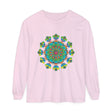 Colorful long sleeve tie dye t-shirt with psychedelic mandala design